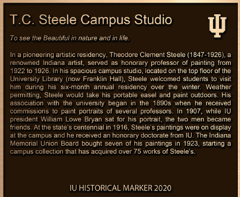 bronze historical marker titled T.C. Steele Campus Studio